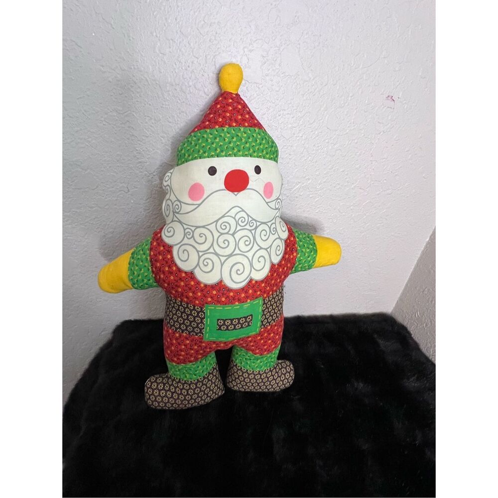 Vintage Santa Claus Christmas Pillow Handmade Doll with Hat and Belt